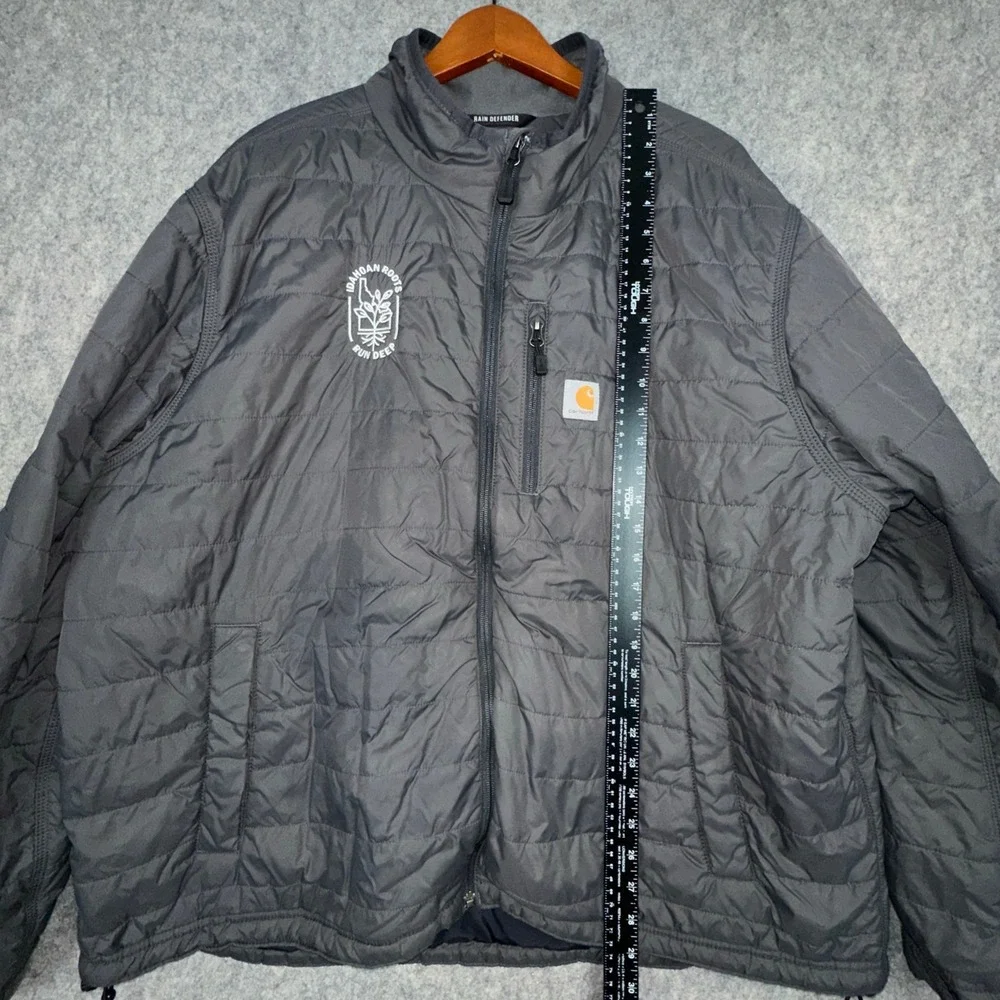 Carhartt Jacket Mens 2XL Gray Rain Defender OJ2208-M Relaxed Fit Idahoan Puffer